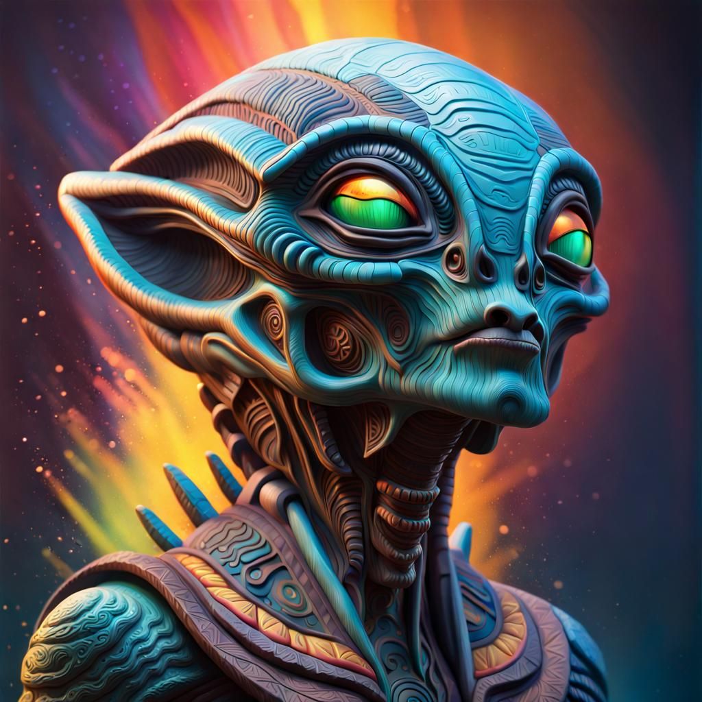 Hyperrealistic Alien Totem Pole Concept Art