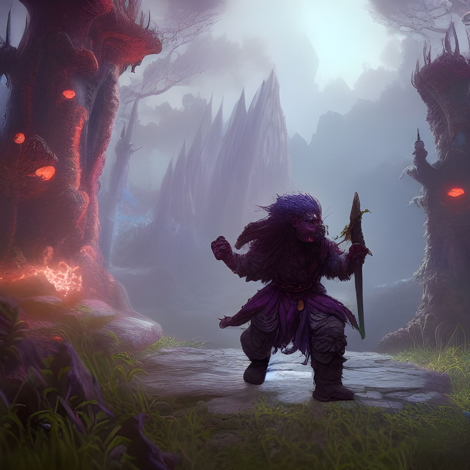 Halfling Druid in Shadows: Fantasy Concept Art