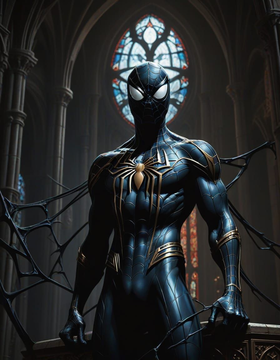 Gothic Spider-Man in Dark Fantasy Comic Book Art
