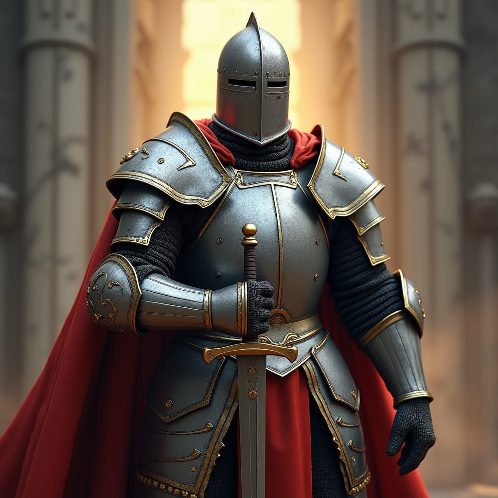 Heroic Medieval Knight in Shining Armor
