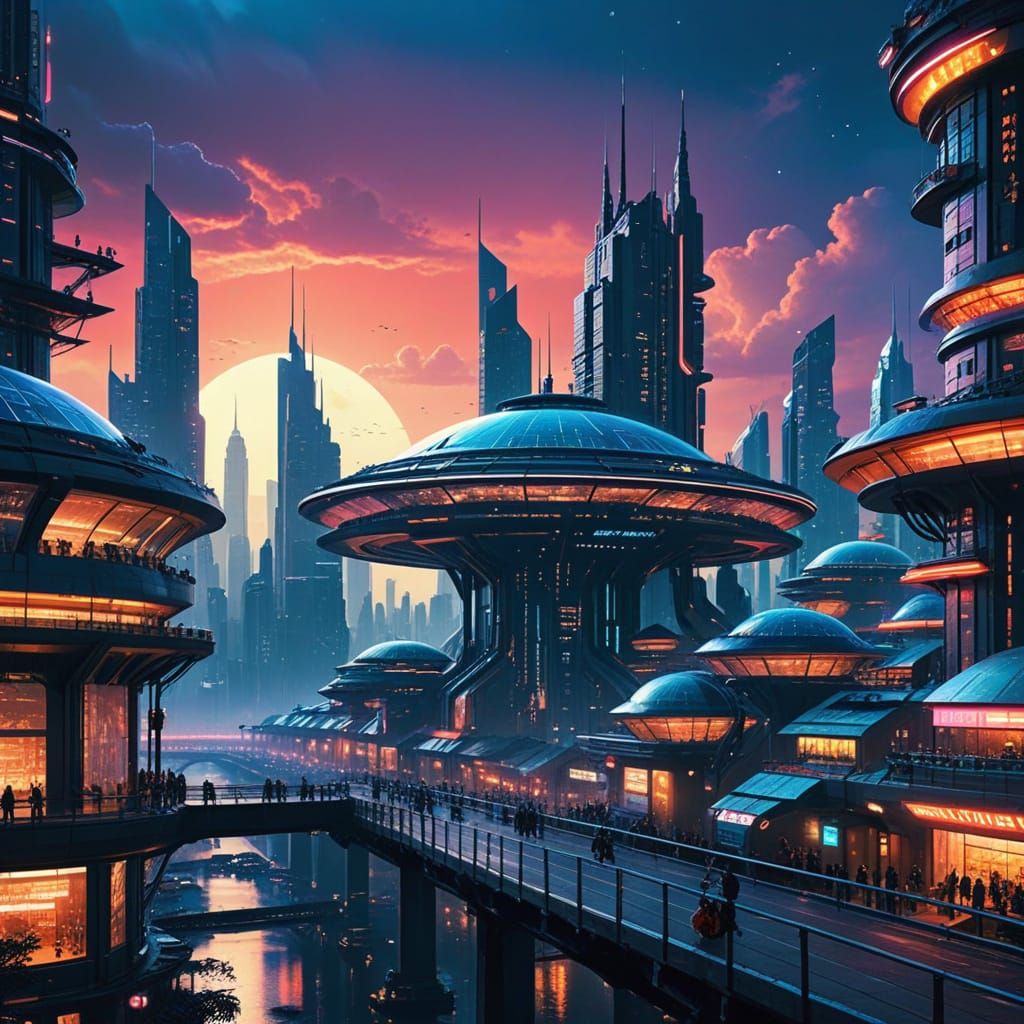 Surreal Future Metropolis Unfolds in a Vibrant, Futuristic L...
