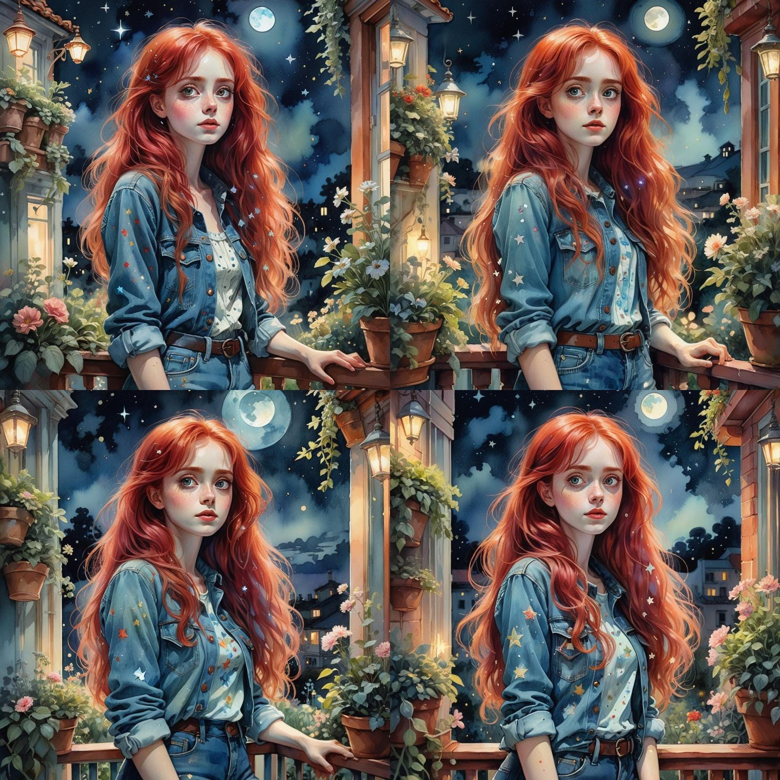 Red-Haired Woman Portrait in Royo-Hanks Style