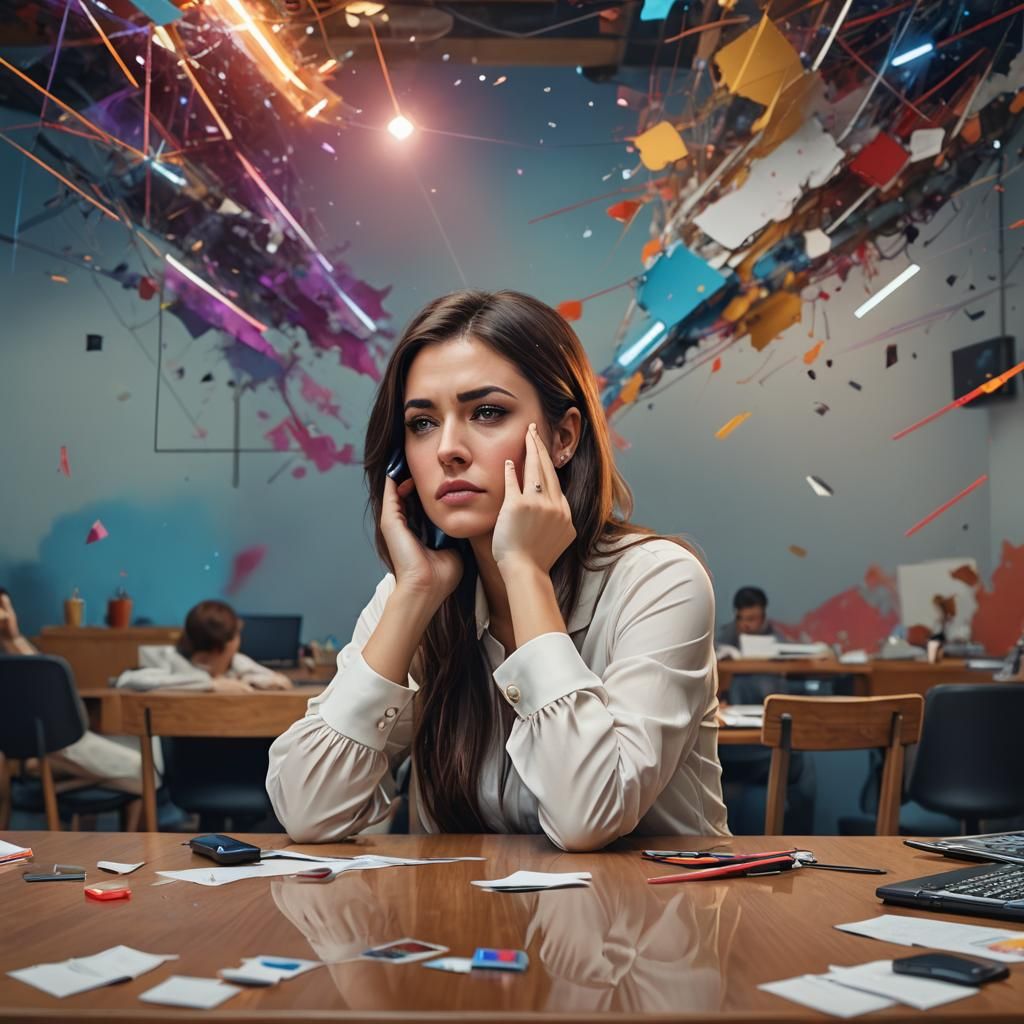 Tired Young Woman: Hyperrealistic Portrait in Open Space