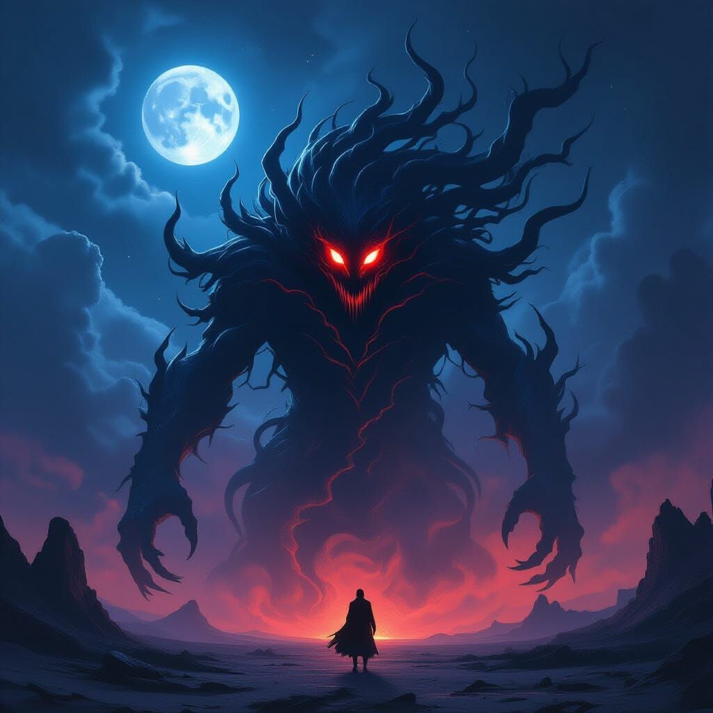Cosmic Horror Monster in Alien Landscape