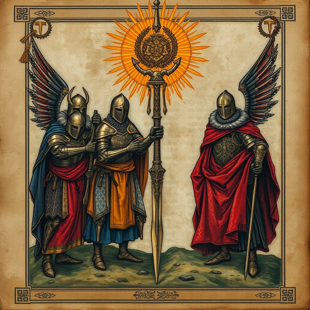 Four Knights of Apocalypse on Medieval Manuscript