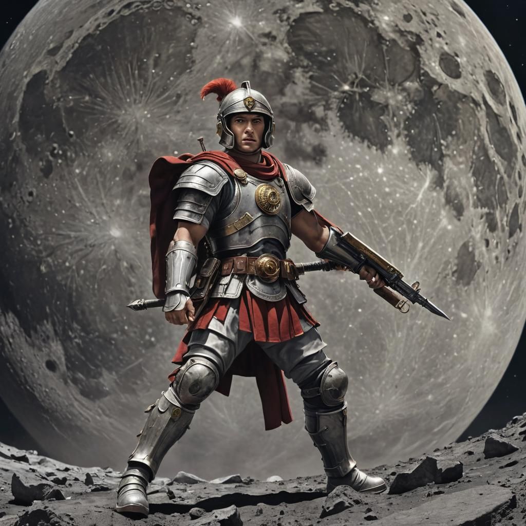 Roman Soldier on the Moon: Anime Digital Art