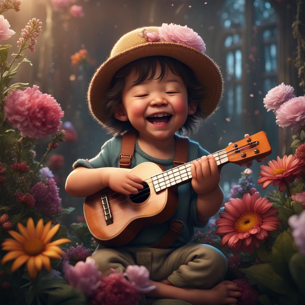 Toddler's Ukulele Serenade: Fantasy Art on Artstation