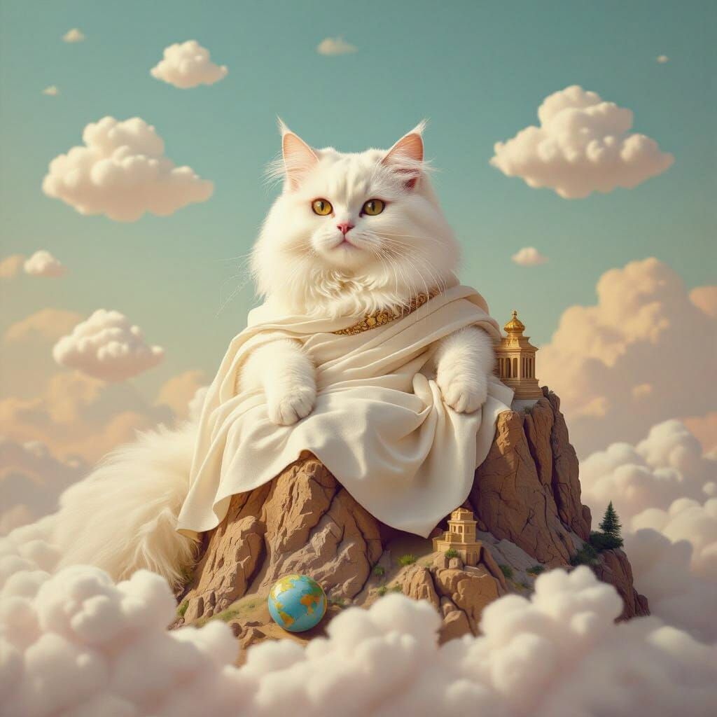 Regal Cat God on Mount Olympus