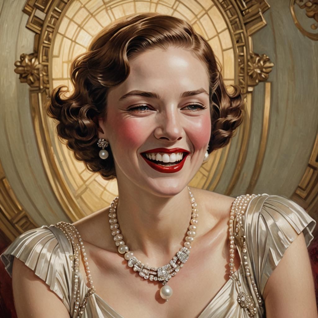 Art Deco Lady with Pearls, 1920s Glamour