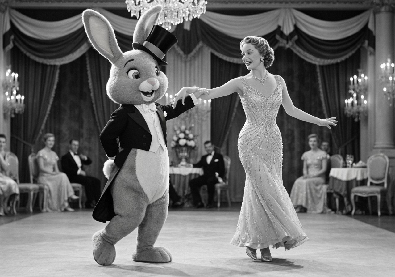 Rabbit and Ginger Rogers Dance in Vintage Still