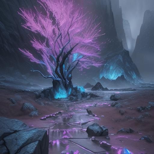 Abstract Crushed Ice and Rocks in Matte Painting Style