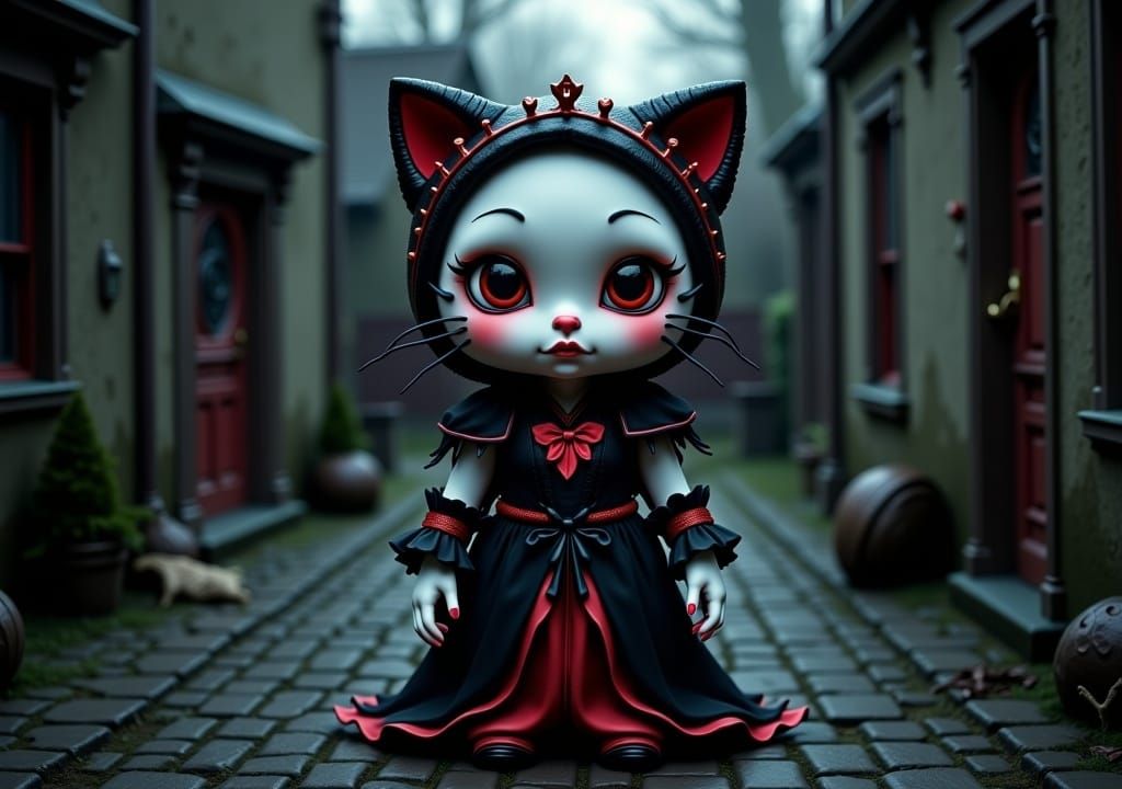 Gothic Boho Hello Kitty Vampiress in Hyperrealism
