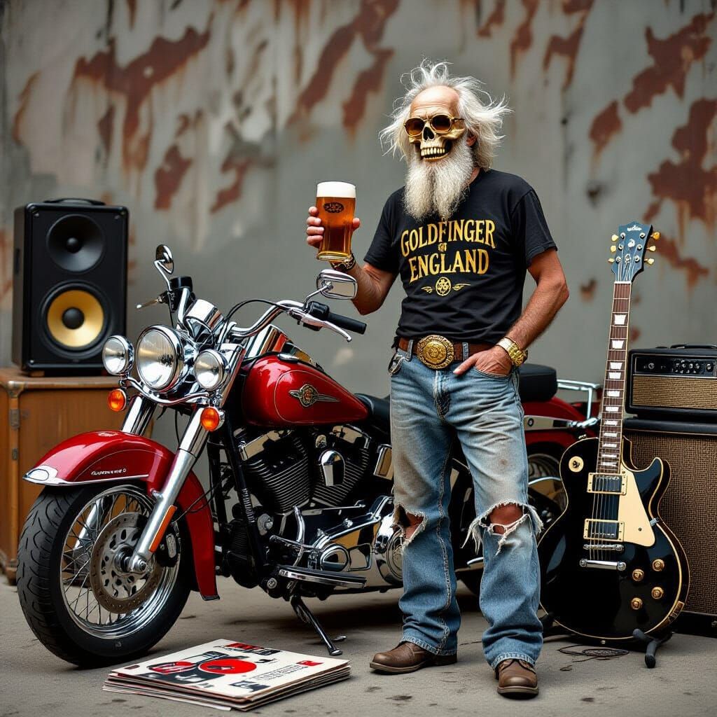 Disheveled Man with Gold Teeth and Harley Davidson