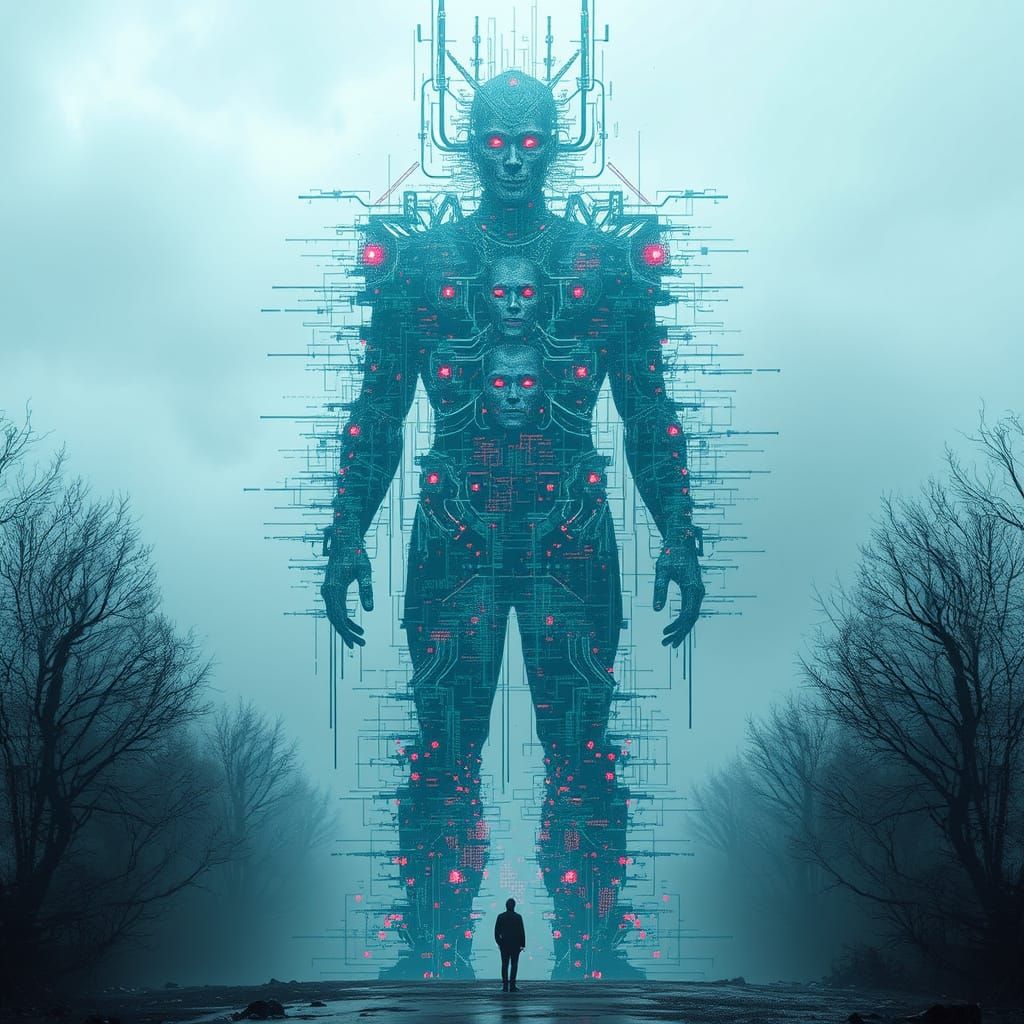 Towering Glitch God Warps Reality