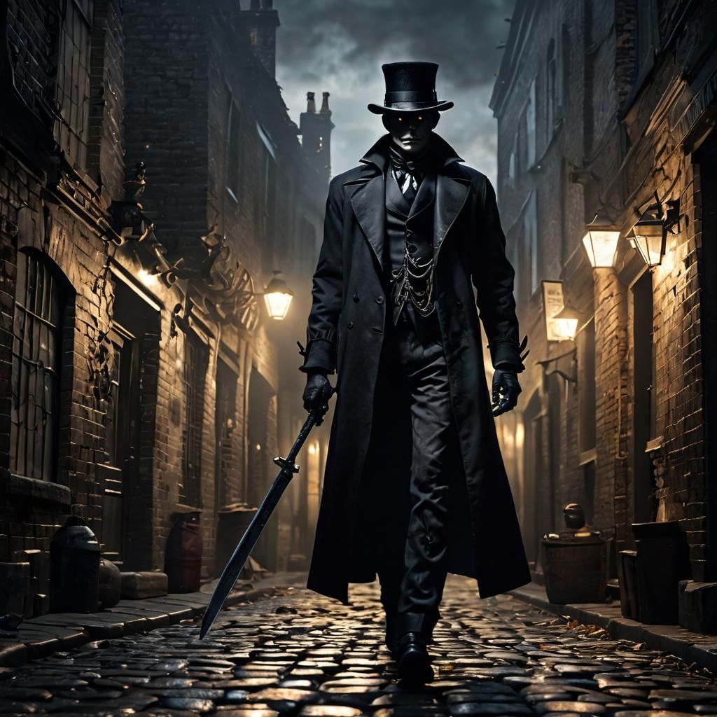 Menacing Jack the Ripper in Dark London Alley