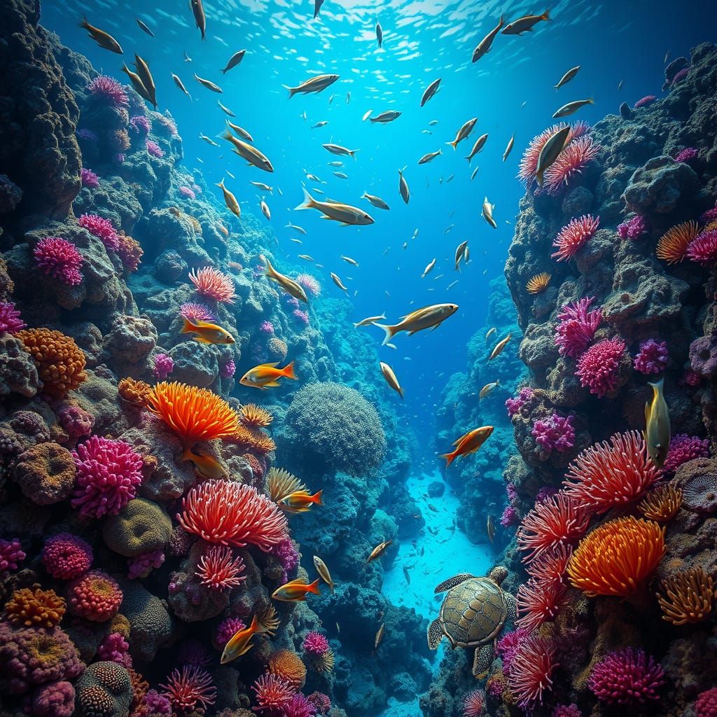 Vibrant Coral Reef Ecosystem in Hyperrealistic Style