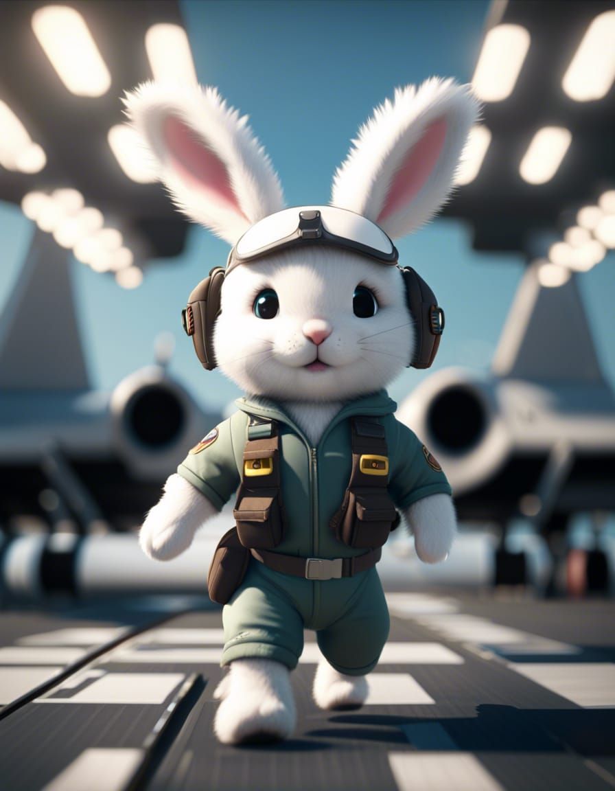 Rabbit Pilot on Aircraft Carrier, Unreal Engine Render