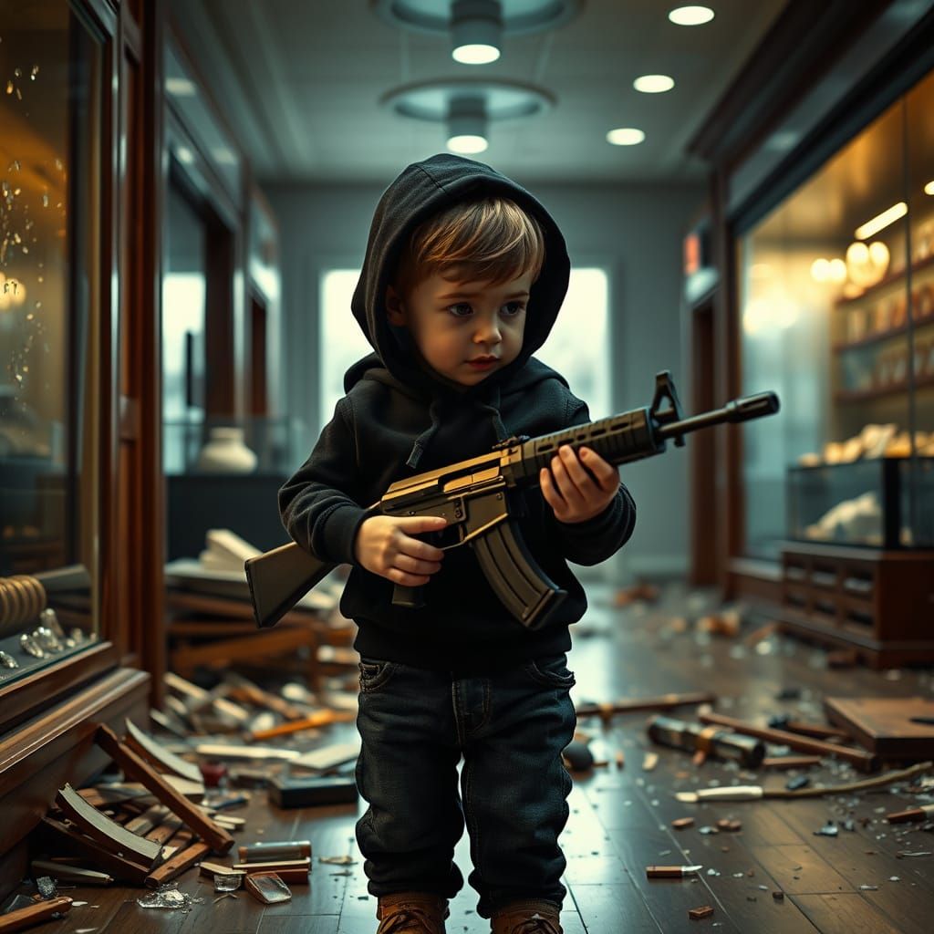 Cherubic Heist: Miniature Hoodlum Covets Diamond Ring