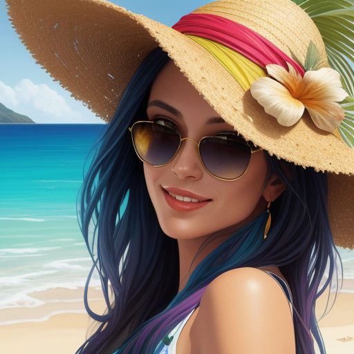 Surreal Beach Goddess in Vibrant Oil Painting