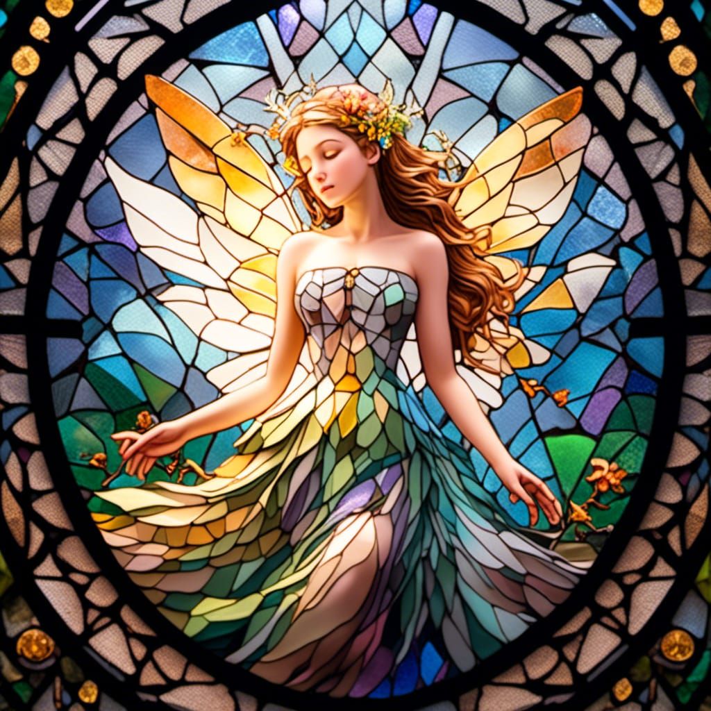 Stained Glass Fairy with Intricate Details