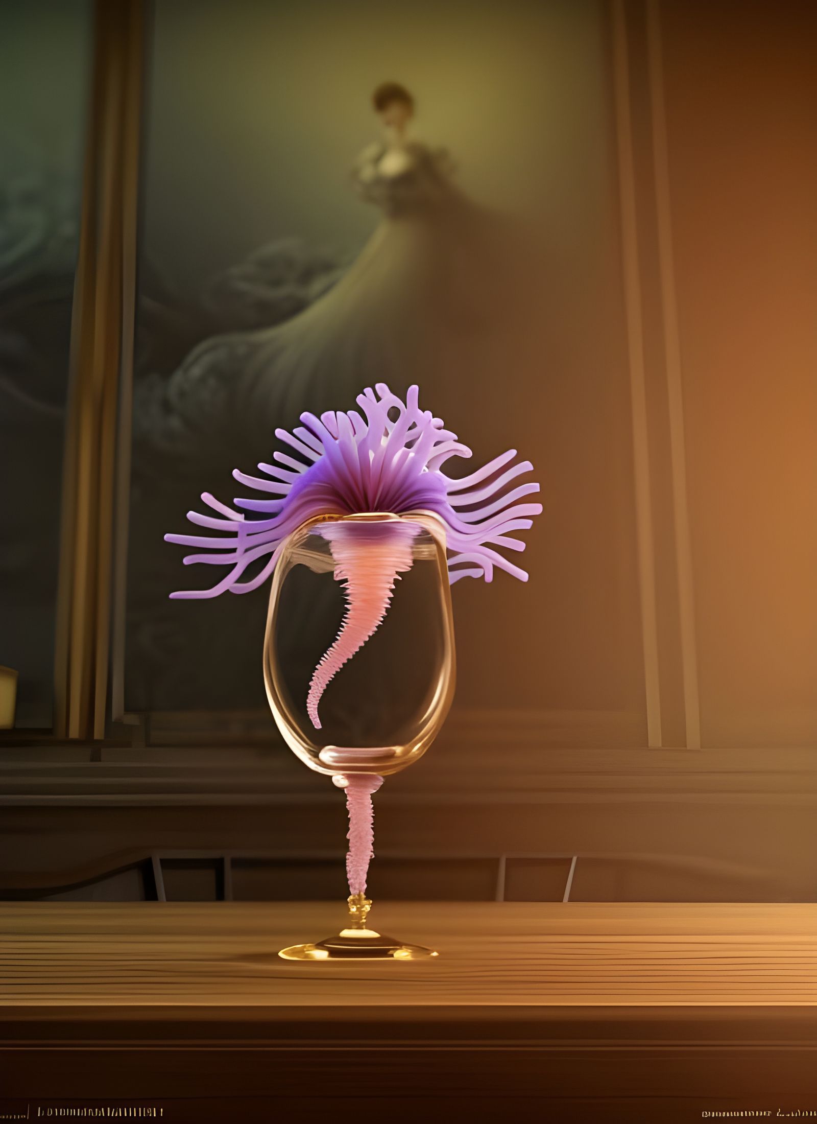 Sea Anemone in Snifter Glass, Art Nouveau