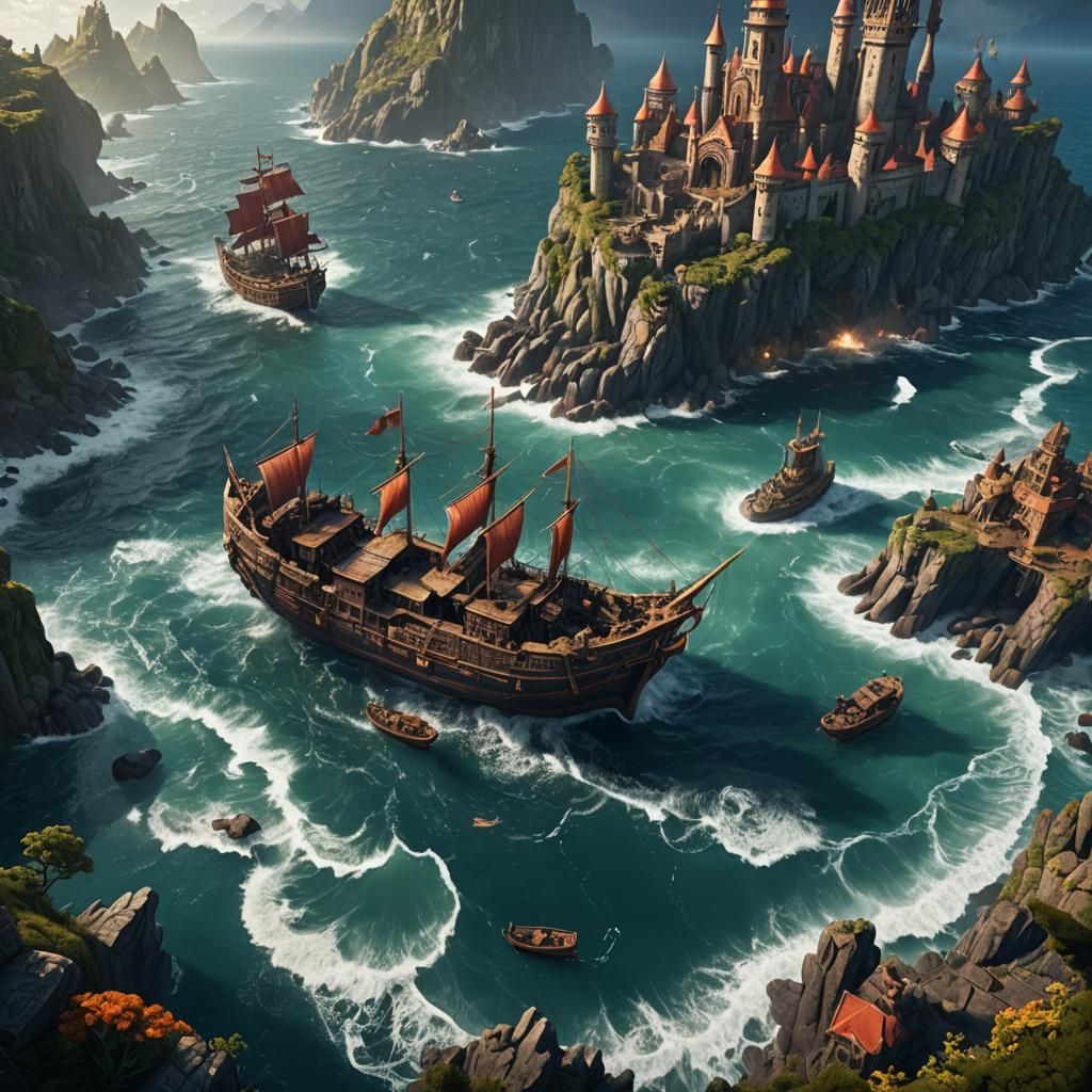 Fantastical Ocean Scene in Detailed Matte Painting