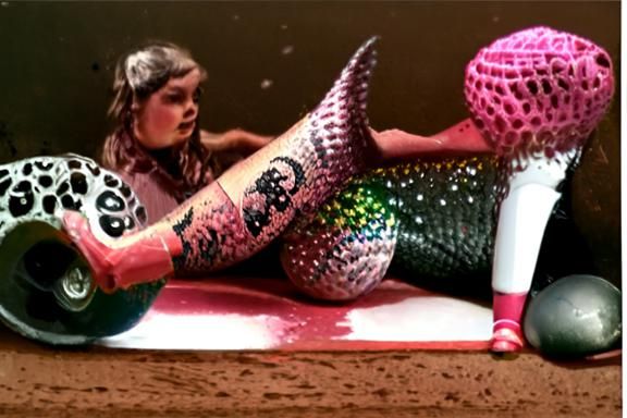 Mermaid Roller Derby in Stipple Art Style