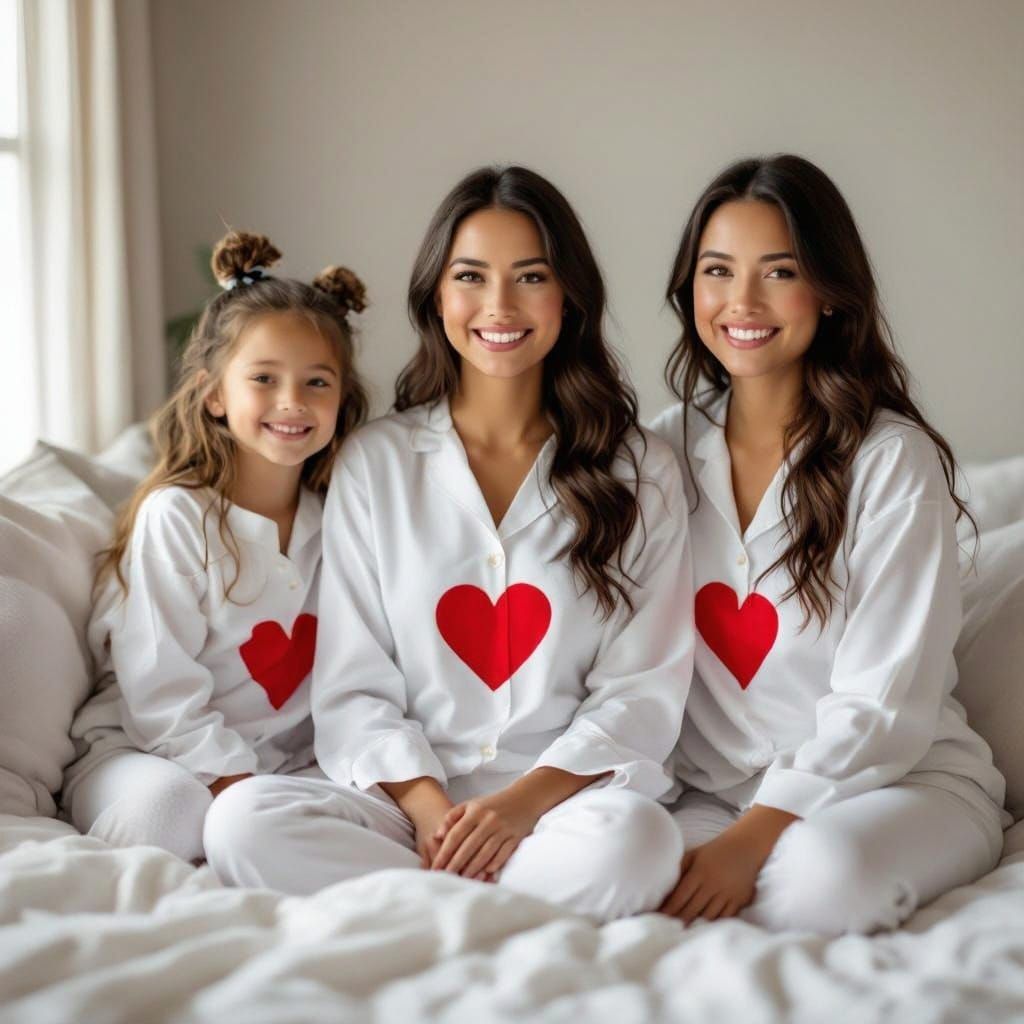 Pastel Hearts in Soft White Pajamas