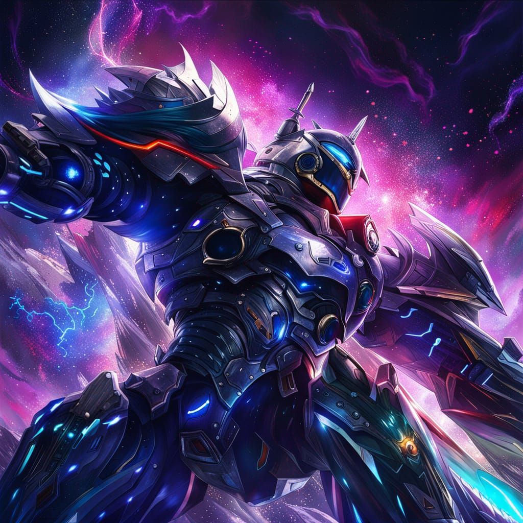 Space Knight in Hyperrealistic Anime Style