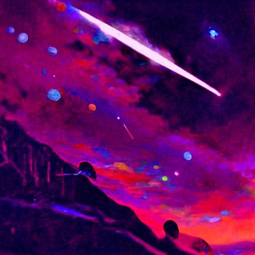 Cosmic Meteor Shower in Holographic Astral Illustration