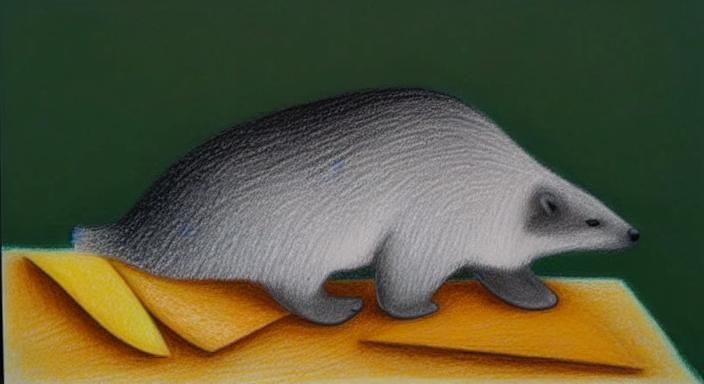 Hyrax Finds Potato Chips: Oil Pastel Drawing