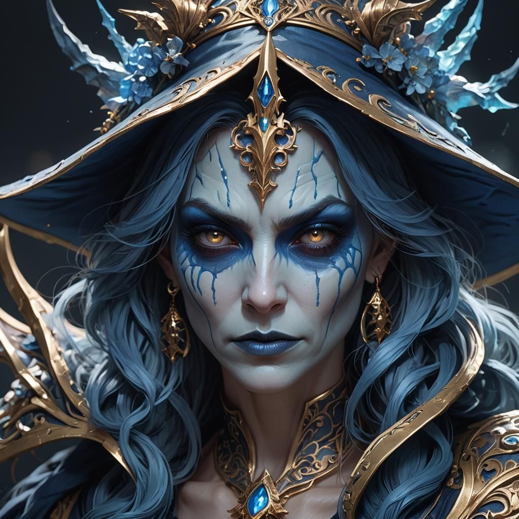 Evil Witch Portrait in Hyperdetailed Style
