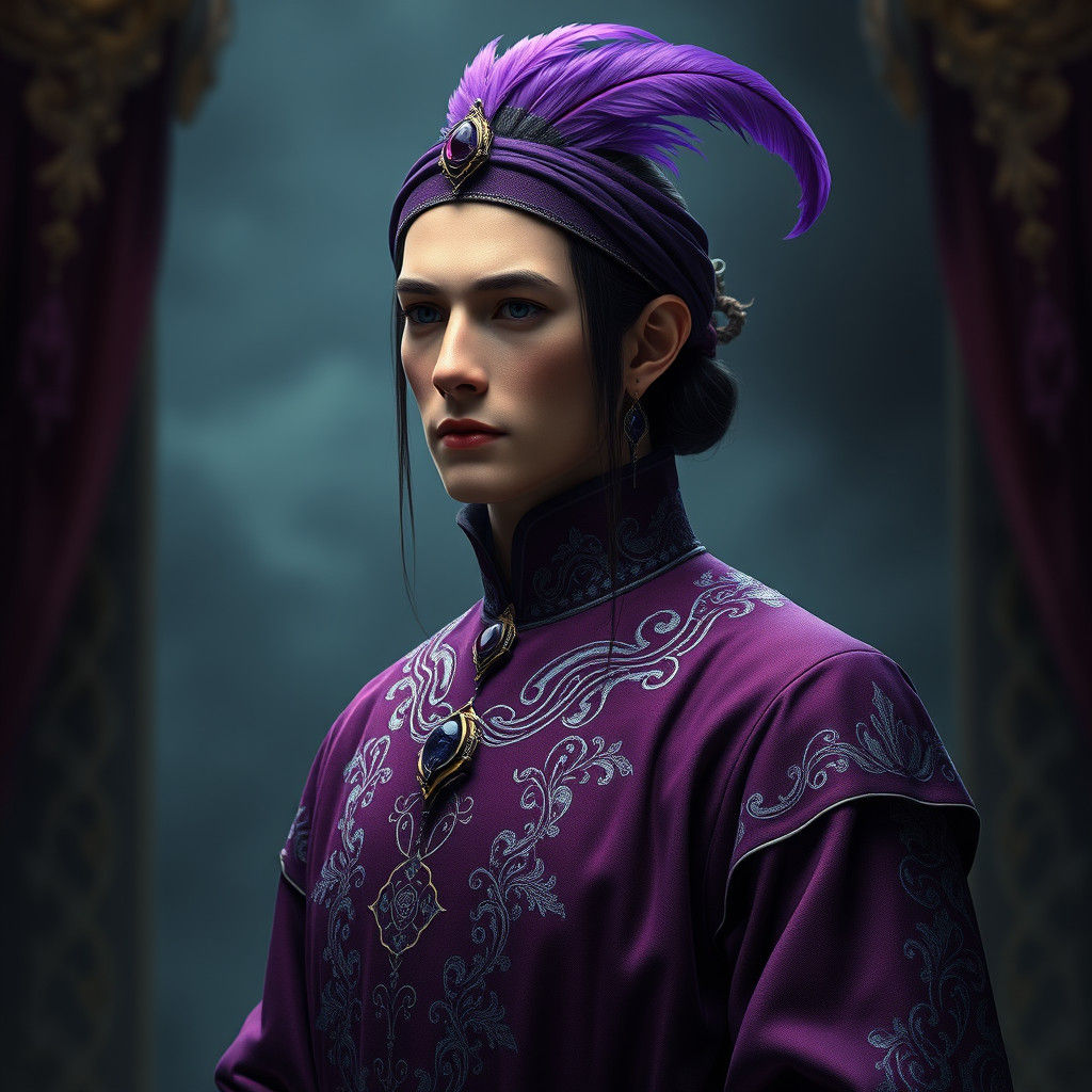 Regal Figure in Purple Dress, Fantasy Concept Art