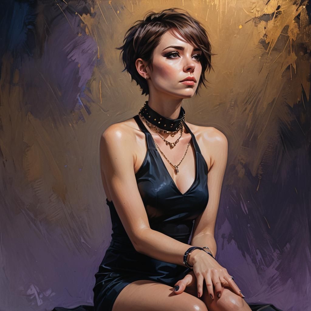 Girl with Spiky Choker: Splash Art Portrait