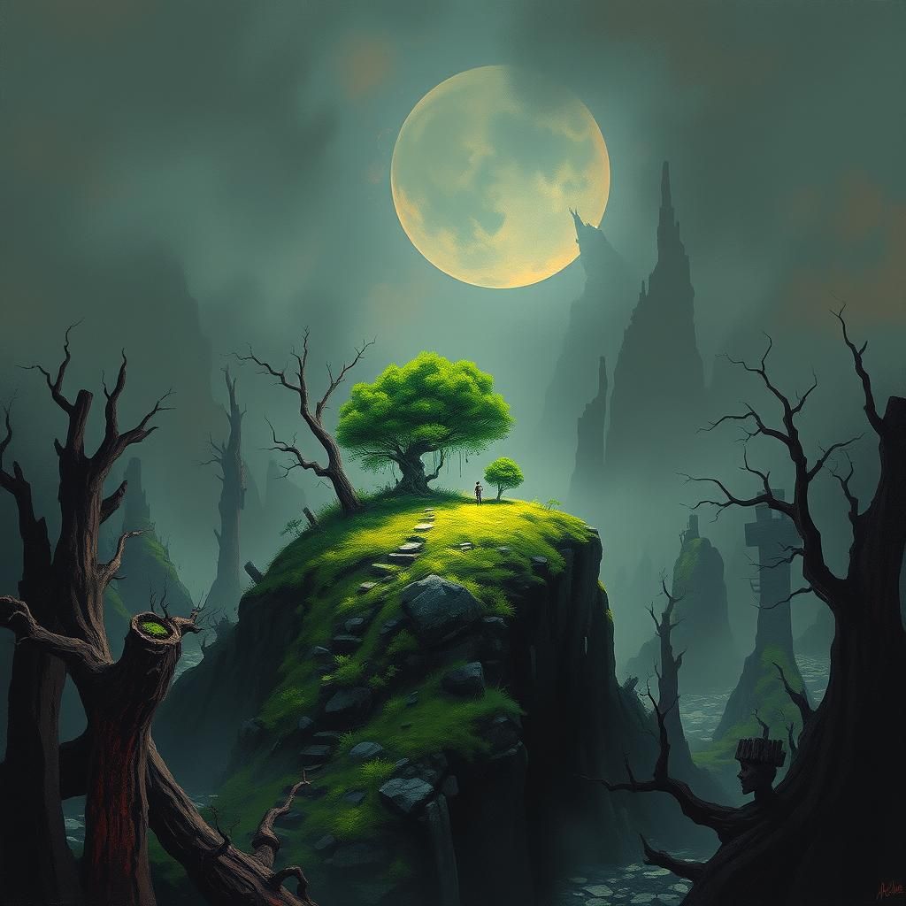 Verdant Oasis Resolute in Dystopian Landscape