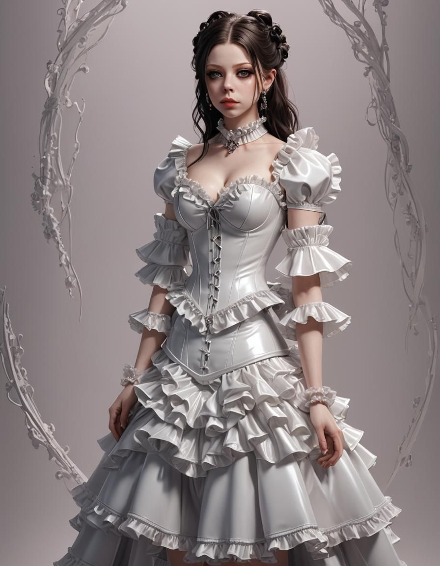 Michelle Trachtenberg in Frilly Latex Dress: 3D Anime Art