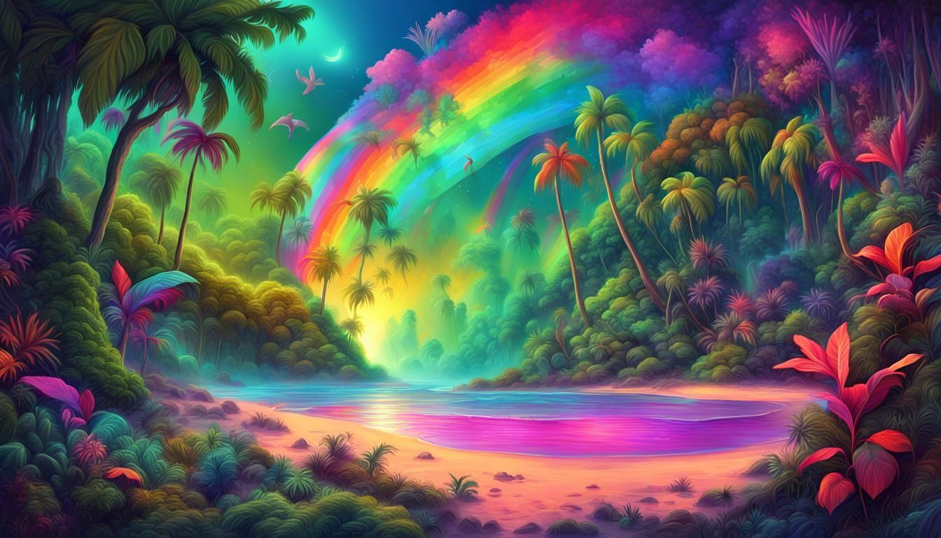 Neon Amazon Dreamscape Digital Painting