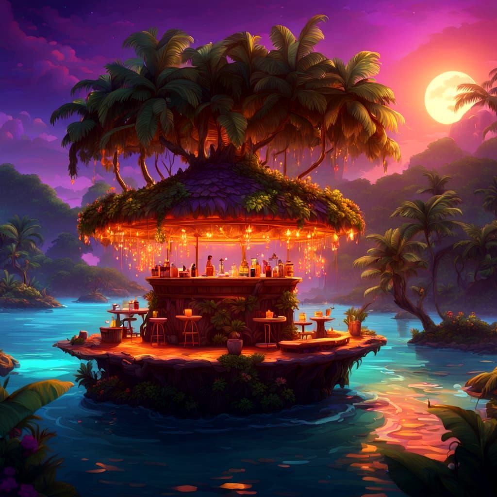 Tropical Floating Island Bar in the Tropics
