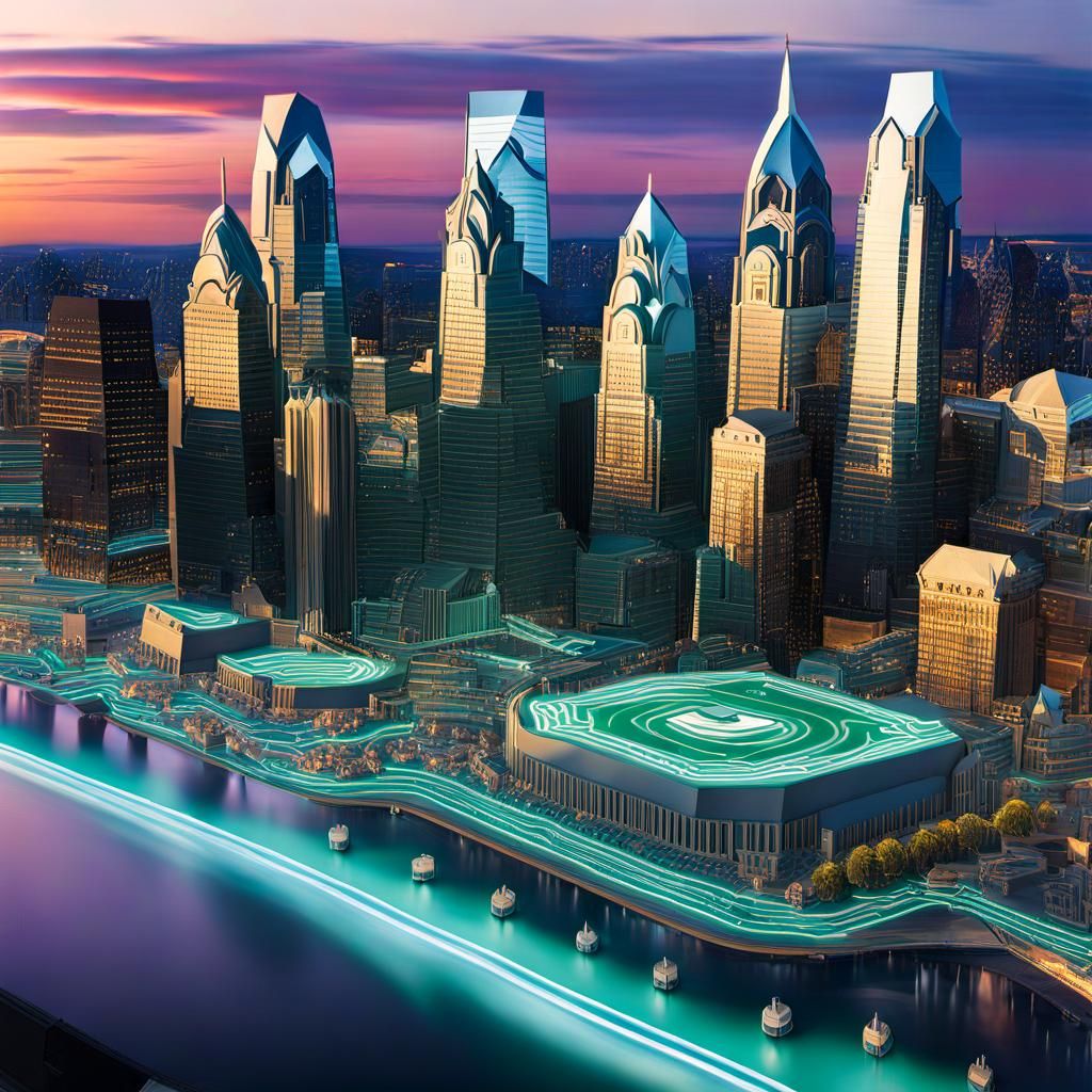 Philadelphia Landscape Circuit Board: Hyperrealistic Concept...