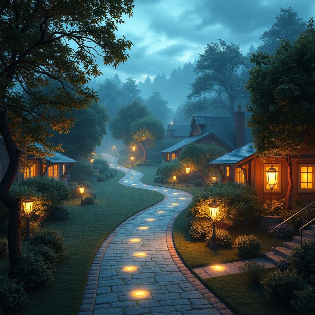 Ethereal Neighborhood Oasis in Hyperrealistic Splendor