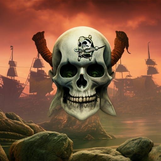 Fantastical Ghost Pirate Head in Detailed Matte Painting