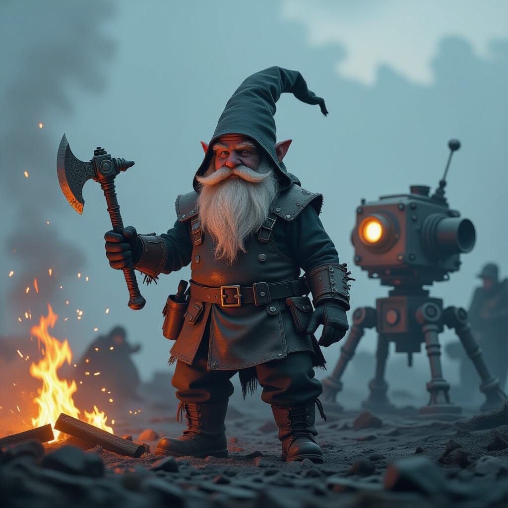 Gnome Artificer on Battlefield with Arcane Turret