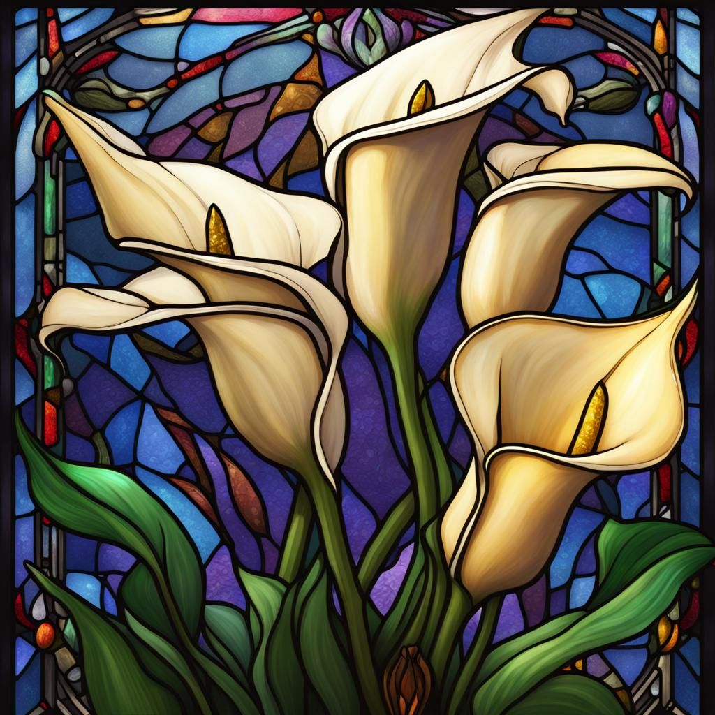 Stained Glass Calla Lily: Detailed Matte Painting