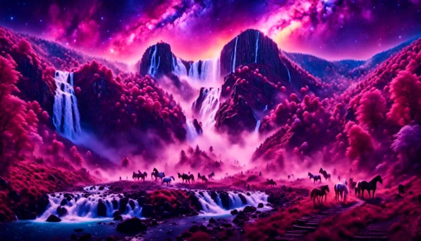 Celestial River: Wild Horses Galloping Across the Milky Way