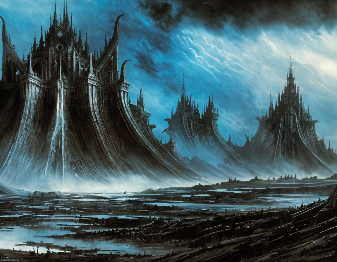 Demonic Citadel in Barren Wasteland: Grimdark Fantasy