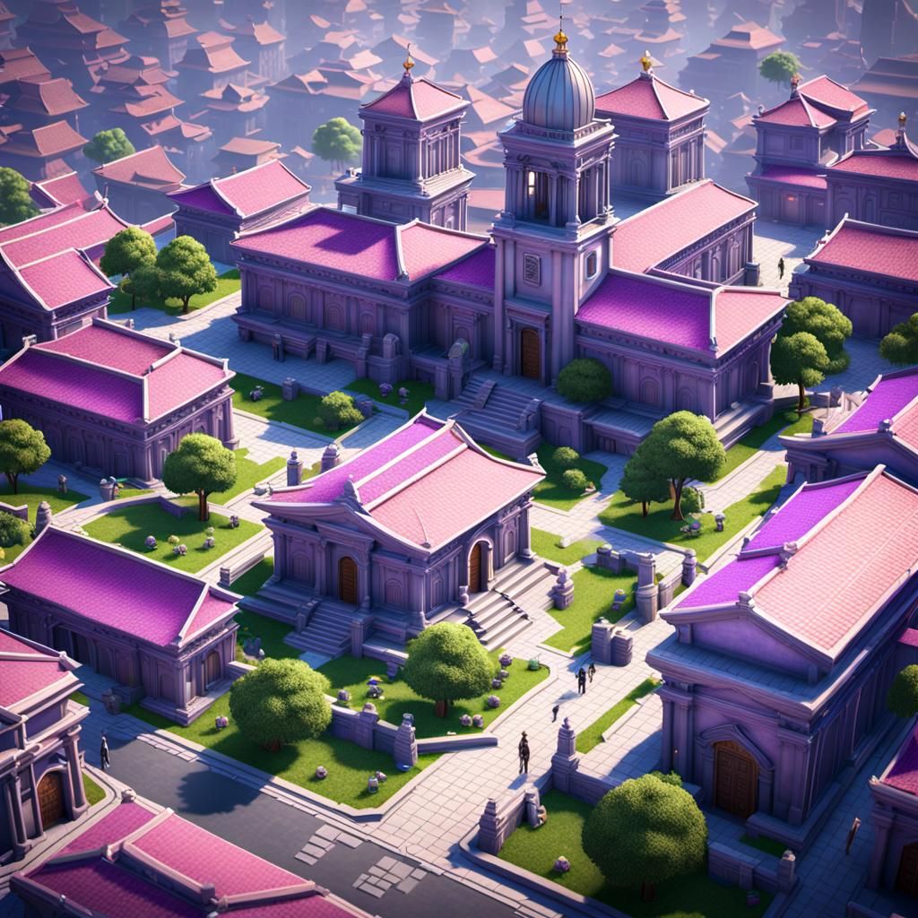 Futuristic Maltese Town in Isometric 3D Rendering