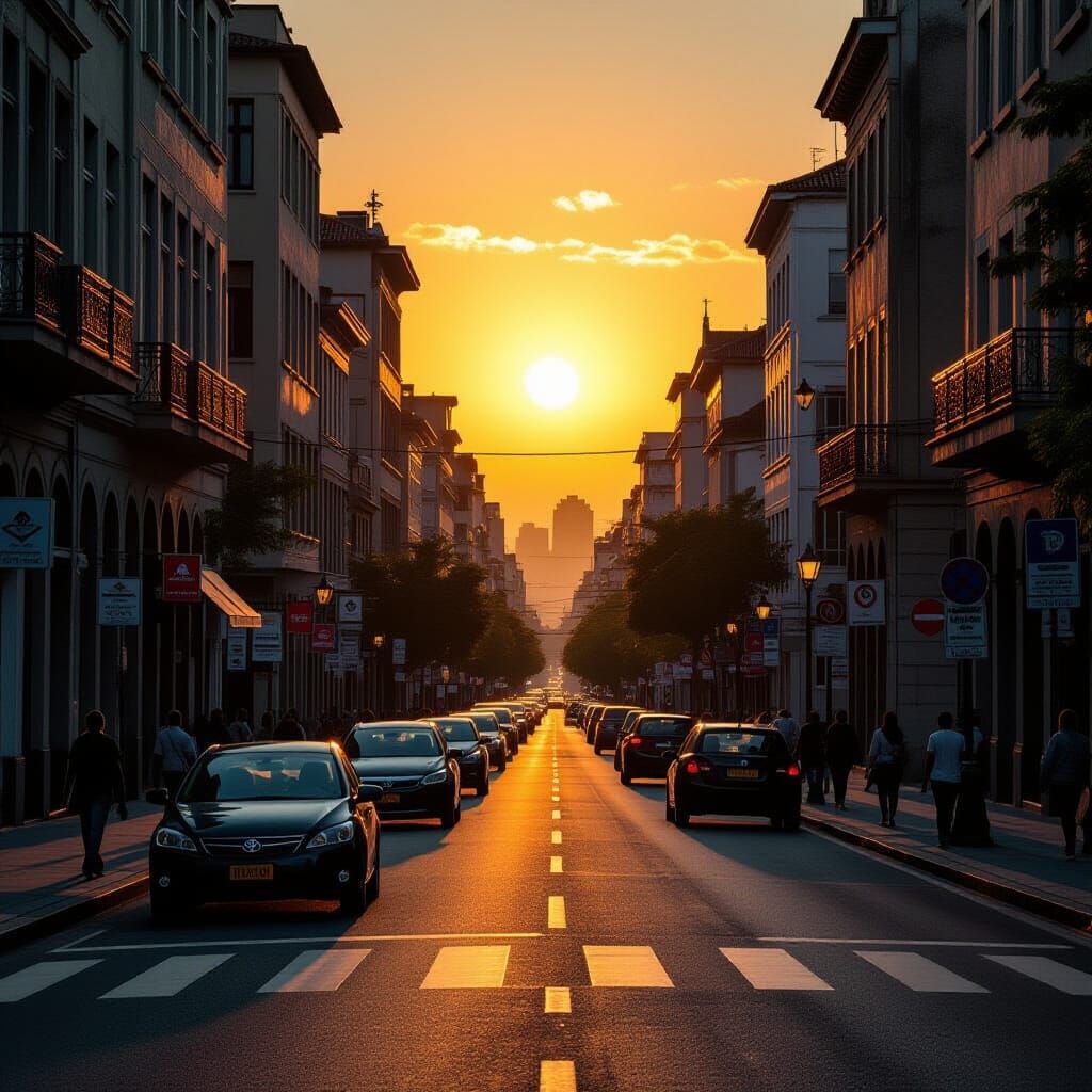 Golden Sunrise Over Porto Alegre Streets