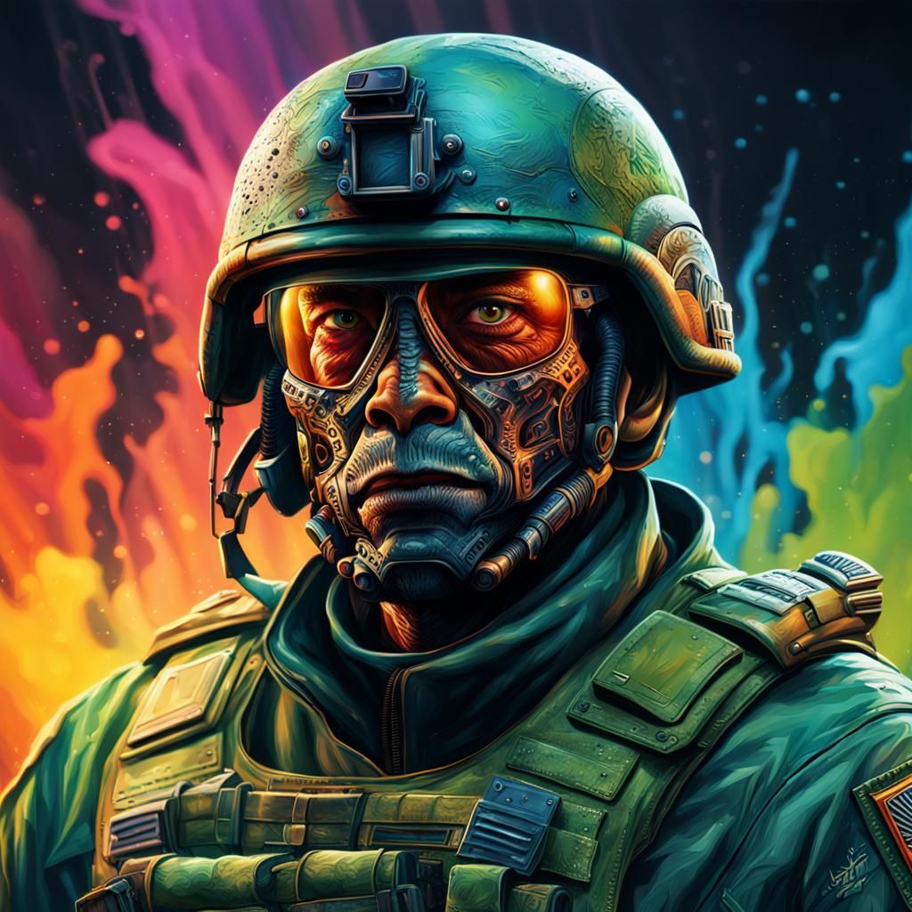 Alien Soldier in Military Uniform: Hyperrealistic Concept Ar...