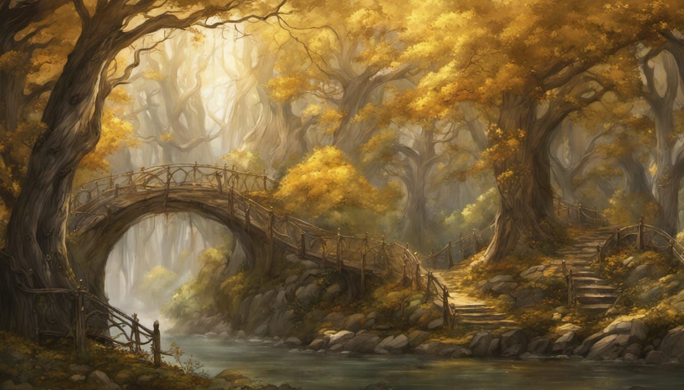 Lothlórien: Golden Wood in Fantasy Art Style