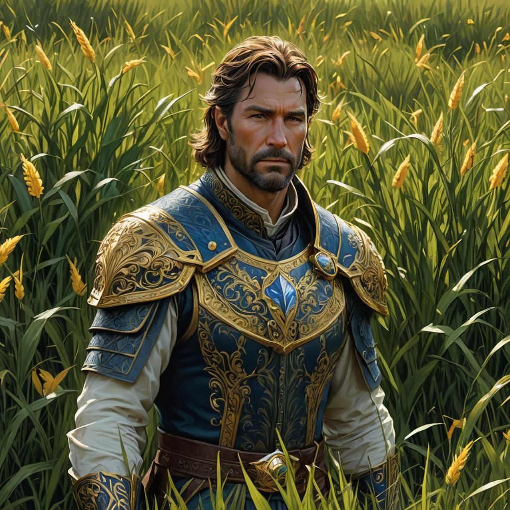 Noble in Field: Fantasy Digital Painting